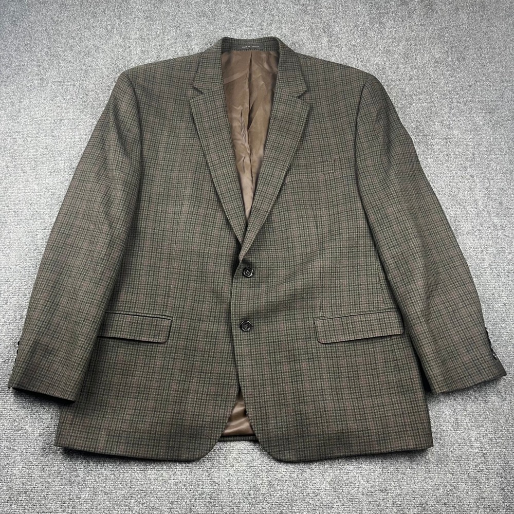 Ralph Lauren Men 48R Wool Blazer Glen Plaid Houndstooth Brown Green Sport Coat